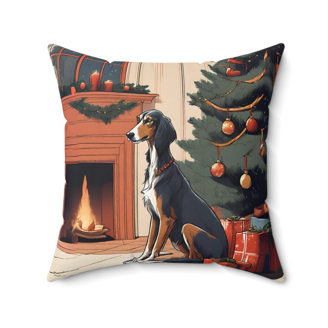 Cute Saluki Dog Christmas Pillow Saluki Dog Xmas Pillow Cozy Etsy