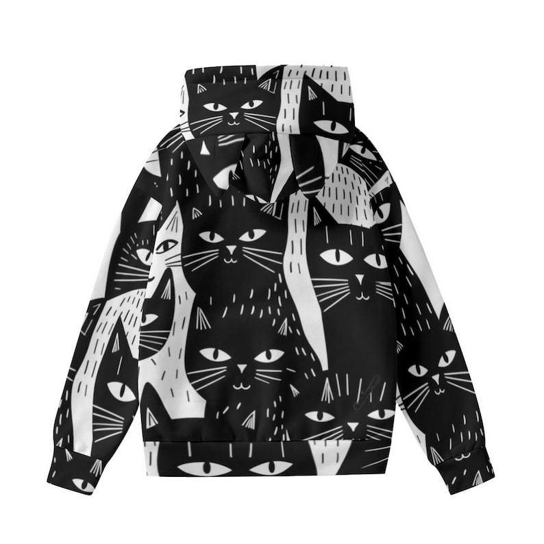 Kawaii Cat Hoodie with Ears, Women’s Cute Kawaii Cat Ear Sweatshirt, Cute Cat Lover Gift, funny cat hooded sweatshirt, fun cat lover apparel image 2