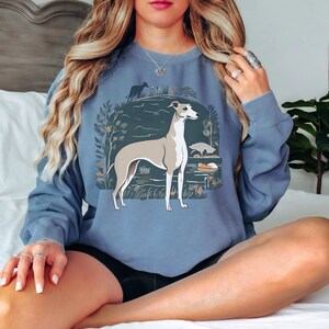 Botanical Greyhound Comfort colors Sweatshirt, Floral Whippet sweater, Greyhound Vintage cottagecore aesthetic Pullover, Fairycore jumper