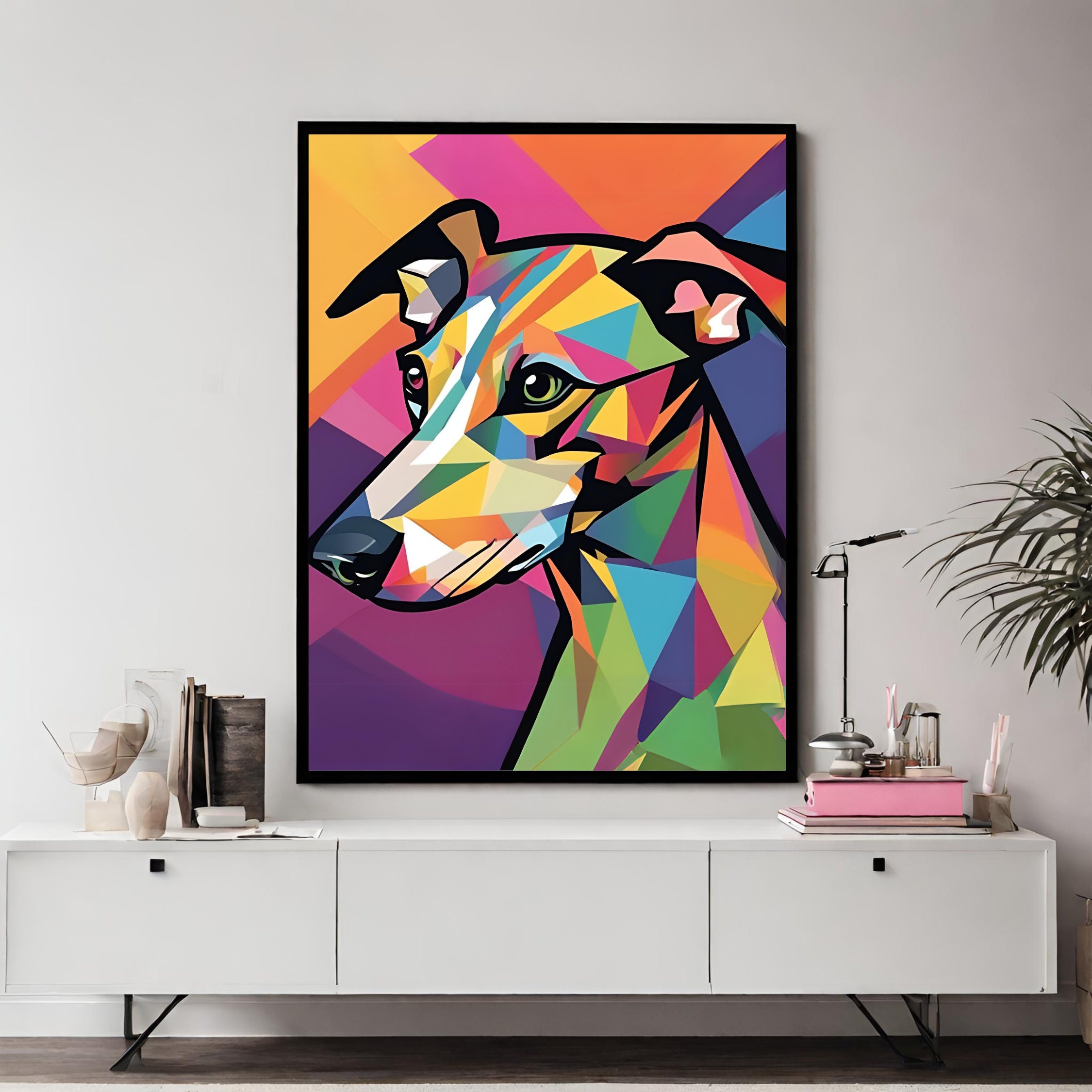 Abstract Greyhound Portrait Poster, Whippet Wall Art, Greyhound Wall ...