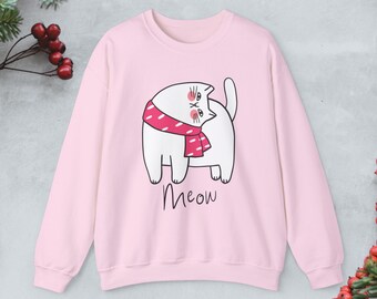 Funny cat Sweatshirt, Cute cat Sweatshirt, Cat humor pullover, cute cat gifts, kawaii cat jumper, cat cartoon sweater, girly cat sweater