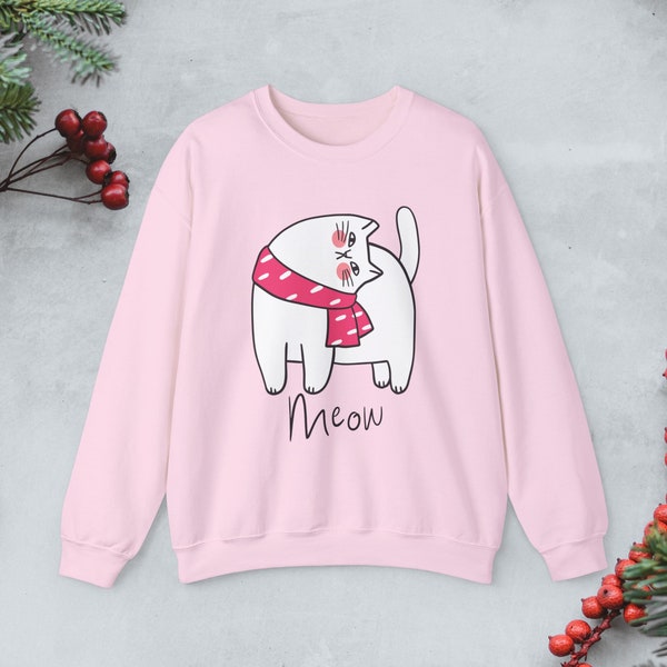 Funny cat Sweatshirt, Cute cat Sweatshirt, Cat humor pullover, cute cat gifts, kawaii cat jumper, cat cartoon sweater, girly cat sweater