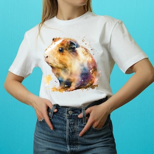 Guinea pig watercolor Shirt, Graphic Guinea pig mom T-Shirt, Guinea pig gifts, Whimsical Guinea pig shirt, Cute Guinea pig lover gift