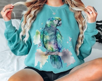 Parrot Sweatshirt, Macaw sweater, Watercolour Parrot Macaw Sweatshirt, Bird lover gift, Cute Parrot Owner jumper, Parrot gifts, Macaw gifts