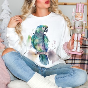 Parrot Sweatshirt, Macaw sweater, Watercolour Parrot Macaw Sweatshirt, Bird lover gift, Cute Parrot Owner jumper, Parrot gifts, Macaw gifts