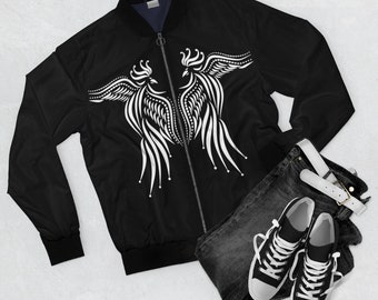 Phoenix fall Bomber Jacket, Japanese streetwear, cool sukajan jacket, gift for her, gift for him, celestial Bomber Jacket, Phoenix coat