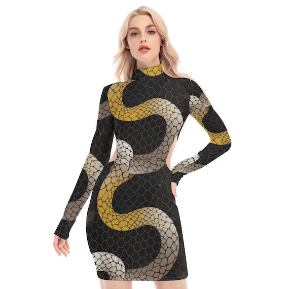 fitted lace wedding dress Blue Zone | Snake Print Long Sleeve Bodycon Dress main image 1
