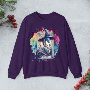 Snake Crewneck Sweatshirt, Mystical Serpent Sweatshirt, Tarot card Sweatshirt, Witchy Pullover, Snake lover gift, gift for Serpent lovers