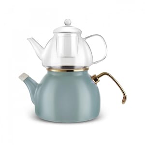 Turkish Enamel Teapot,Traditional Turkish Teapot,Gift for Tea Lovers, Fift for Her,Turkish Tea,Borosilicate Teapot,Glass Teapot,Glass Kettle