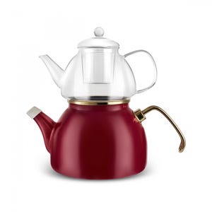 Turkish Enamel Teapot,Traditional Turkish Teapot,Gift for Tea Lovers, Fift for Her,Turkish Tea,Borosilicate Teapot,Glass Teapot,Glass Kettle