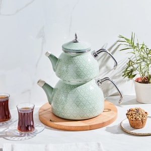 Turkish Teapot, Functional Vintage Teapot,Old Style Enamel Teapot,Kitchen Gift, Oriental Enamel Tea Kettle, Enamel Teapot,Traditional Teapot