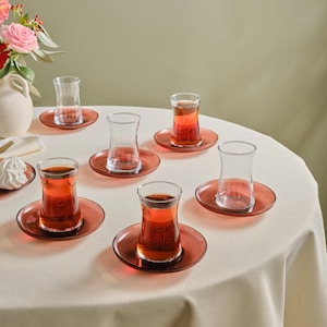 Turkish Tea Set, Perfect Gift for Housewarming or Tea Party,Turkish Tea Cup,Clear Glass Tea Set, Turkish Tea Glass Set,Tea Cups and Saucers