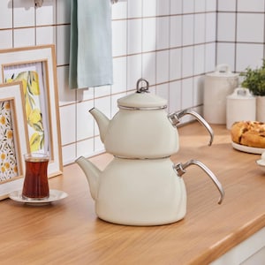 Turkish Enamel Teapot,Tea Kettle for Loose Leaf Tea,Traditional Turkish Teapot,Gift for Tea Lovers, Fift for Her,Turkish Tea,Turkish Samovar