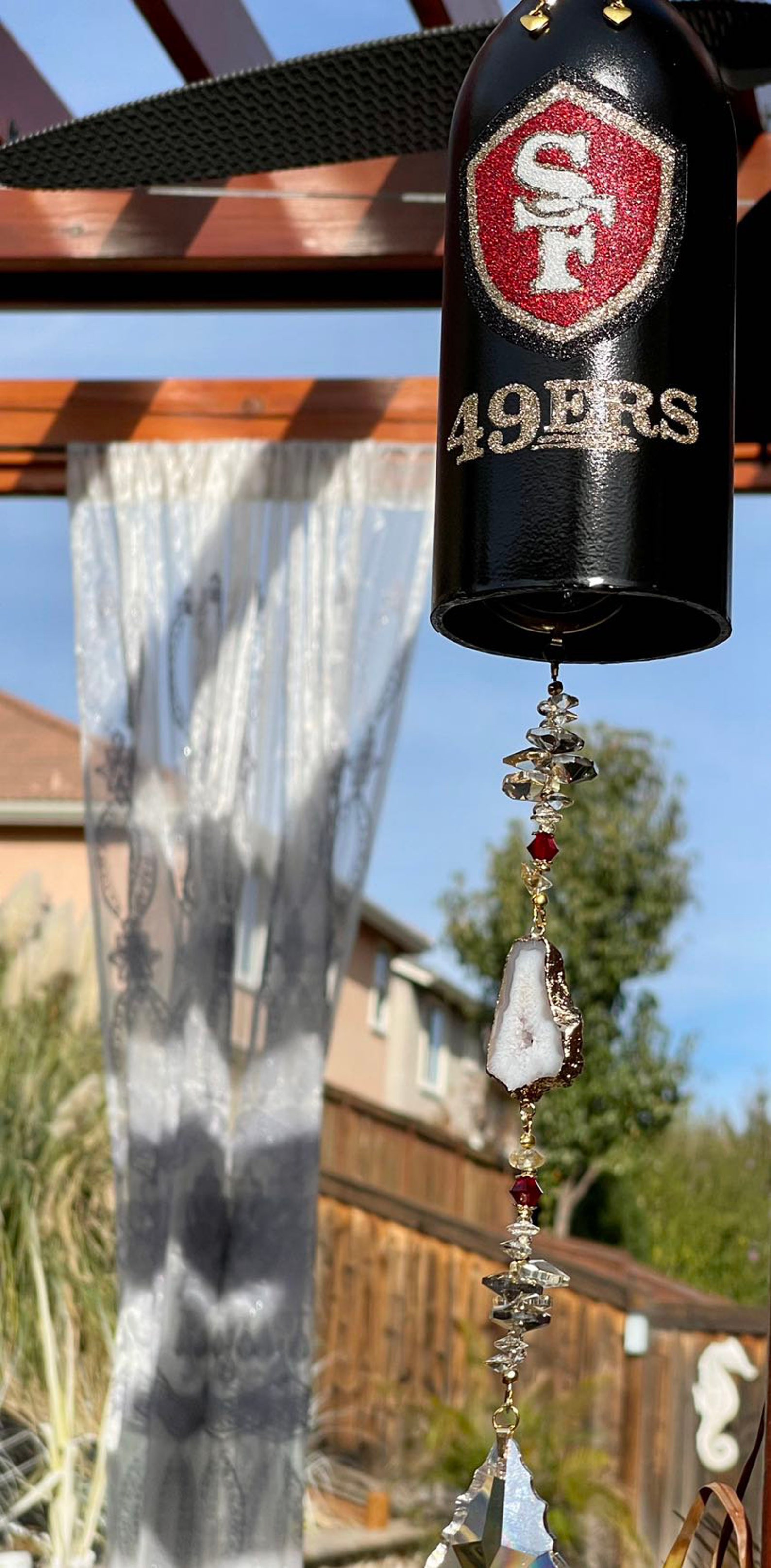 49ers Crystal Wine Bottle Wind Chime Etsy