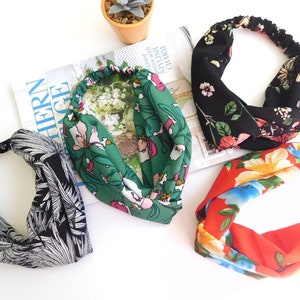 Headband, Twist Headband,  Turban headband, Headband for women, Gifts for her, Crepe Chiffon turban twist headband, Large Floral headband