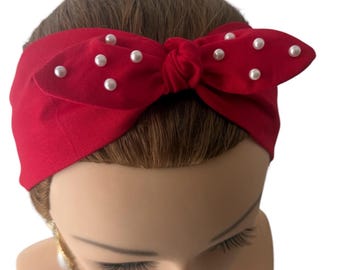 Handgefertigte Perlen Schleife Stirnband: Solide Baumwolle Haar Accessoire