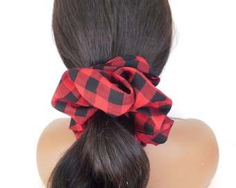 100% Cotton Plaid Print Custom Scrunchies/Head-tie for Women/Large Scrunchies