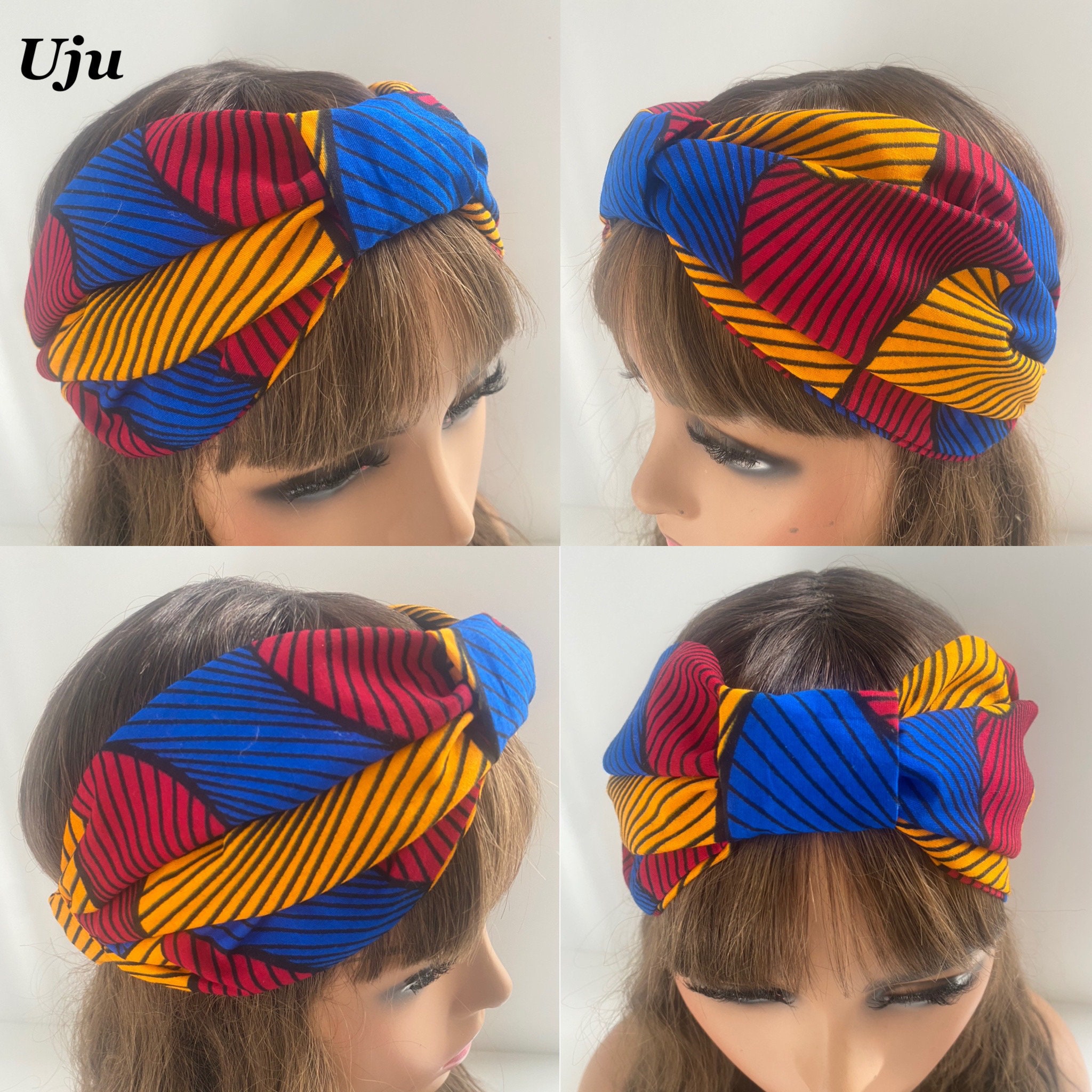 African Print Knot Turban Headwrap - Multi Color 5 PACK Every fold, knot, and twist of the African headwrap tells a  main image 2