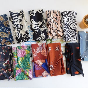 Women&#39;s hair scarf/Long tail scarf/Head Scarf/Hair Tie /Pony tail tie/Neck scarf/Handbag accessory/Silky Satin scarf /Bun scarf/Floral scarf