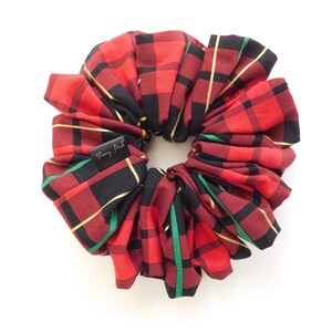 100% Cotton Plaid Print Christmas Custom Scrunchies/Head-tie for Women/Large Scrunchies