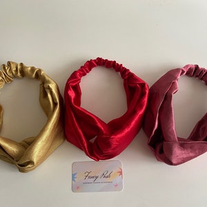 Satin Handmade Custom turban style Headbands/Head-wrap/Head wear for Women/Stretchy elastic band attached