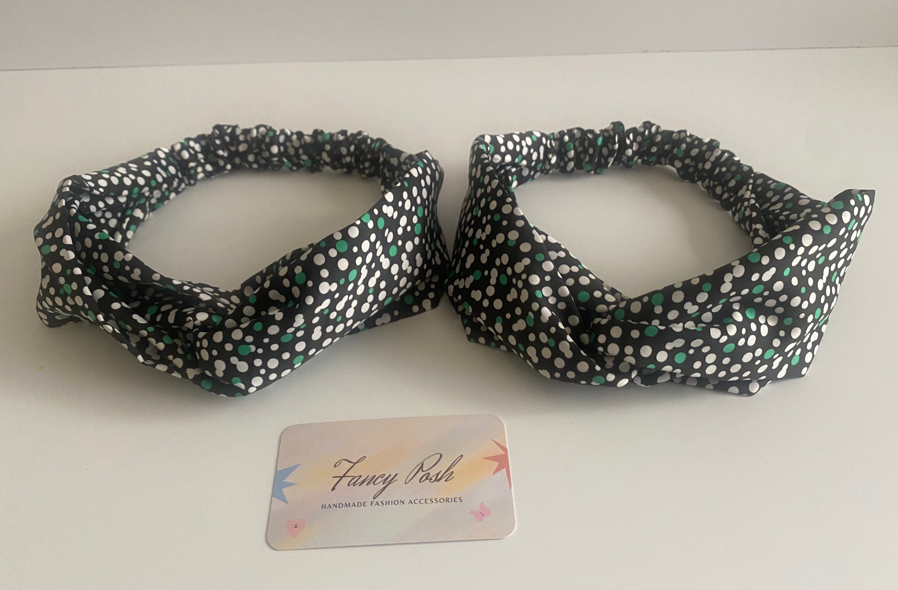 Silky Satin Twist Headband, Polka Dot Turban, Handmade Head 