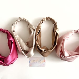 Satin Handmade Custom turban style Headbands/Head-wrap/Head wear for Women/Stretchy elastic band attached