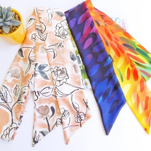 Skinny hair scarf, Long tail scarf, Neck scarf,Satin Scarf, Ponytail Scarf,Head wrap, Head scarf