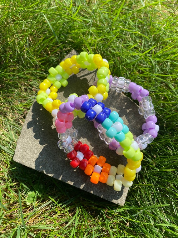 Flower Bracelet / Pony Bead Bracelet / Kandi Bracelet / Kandi Flower Chain  