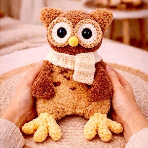 Crochet Owl Snuggler Pattern PDF | Plush Owl Amigurumi with Scarf | Baby Nursery Toy | Modern Boho Crochet Pattern | Olly the Owl Snuggler
