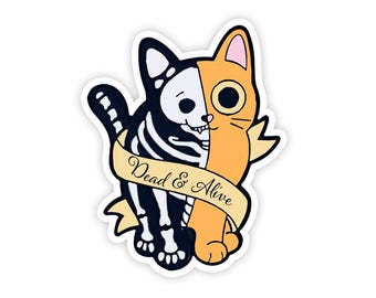 Dead & Alive Cat - Vinyl Sticker