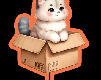 Cat in a Box and Whisker Plot - Vinyl Sticker
