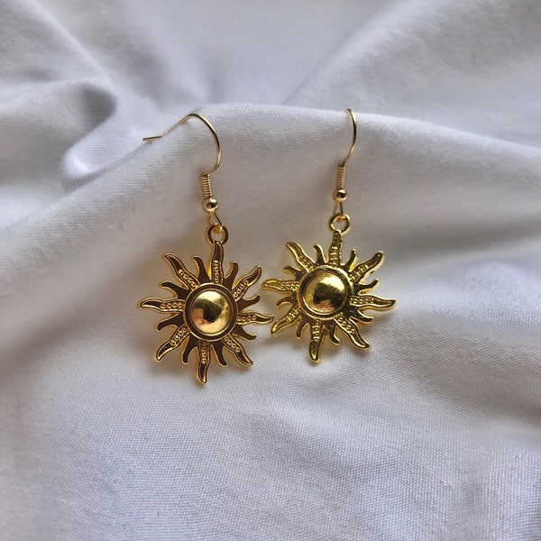 Dangling Sun Earrings, Handmade, Cute, Jewelry, Gift, Sun Jewelry