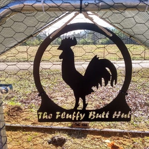 The Fluffy Butt Hut chicken coop sign