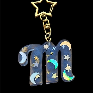 Moon initials letter keychain