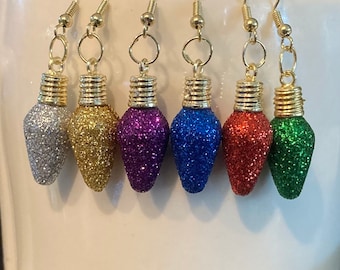 Glittery Christmas Light Earrings