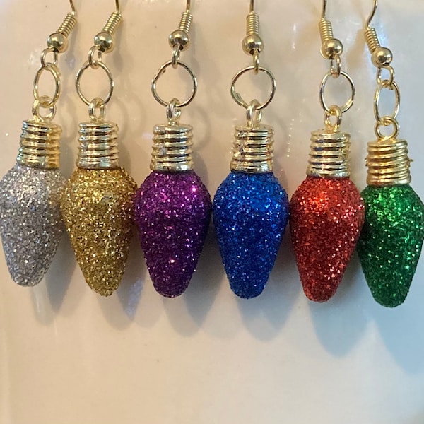 Glittery Christmas Light Earrings