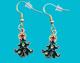 Christmas tree earrings small
