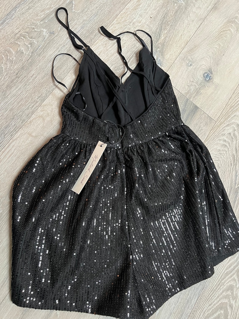 Reagan Black Sequin  One Shoulder Romper