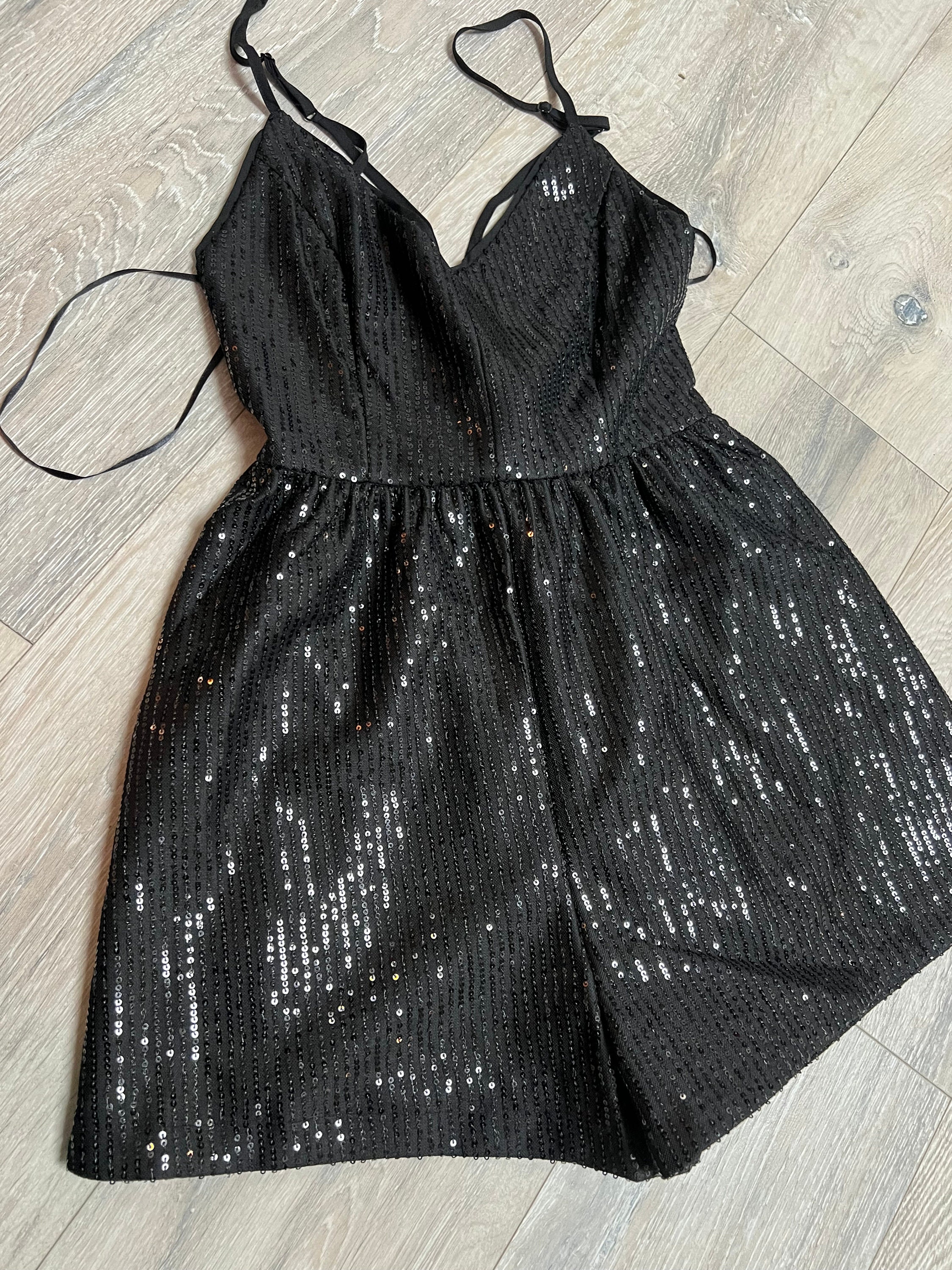 Black Sequin Romper Open Back - Etsy