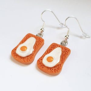 Egg on Toast Earrings, Weird Earrings, Whimsical Earrings, Food Earrings, Unusual Earrings, Funky Earrings, Quirky Earrings