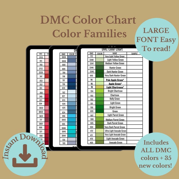 Dmc Floss Color Chart Etsy