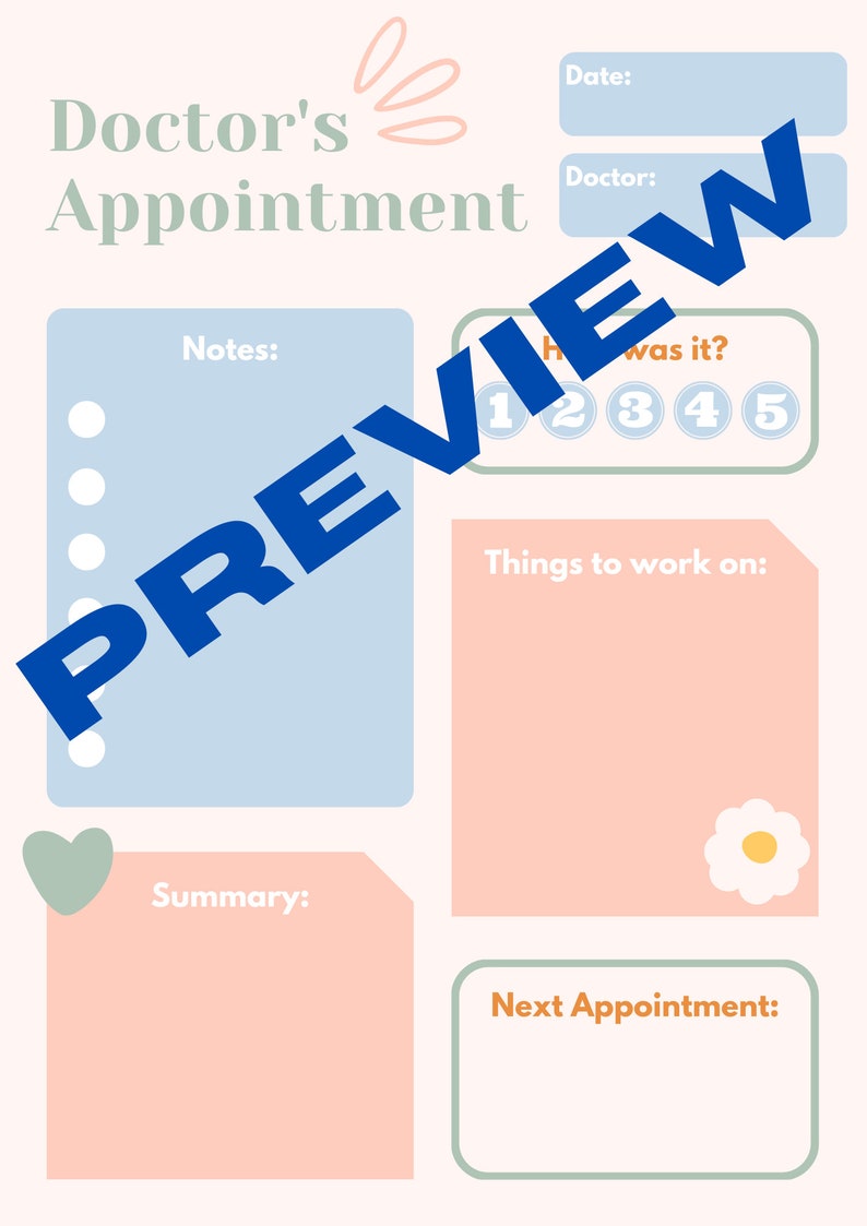 Doctor's Appointment Note Sheet - Etsy