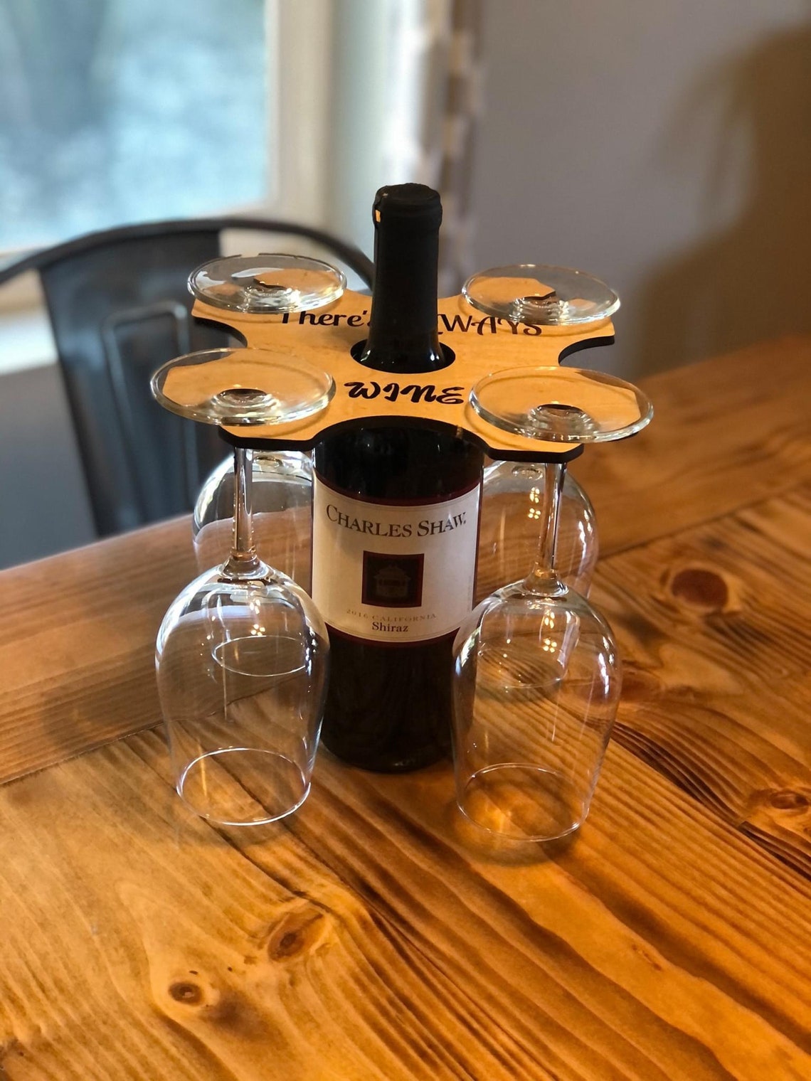 WINE GLASS CADDY for your wine bottle wood choose 2 Etsy