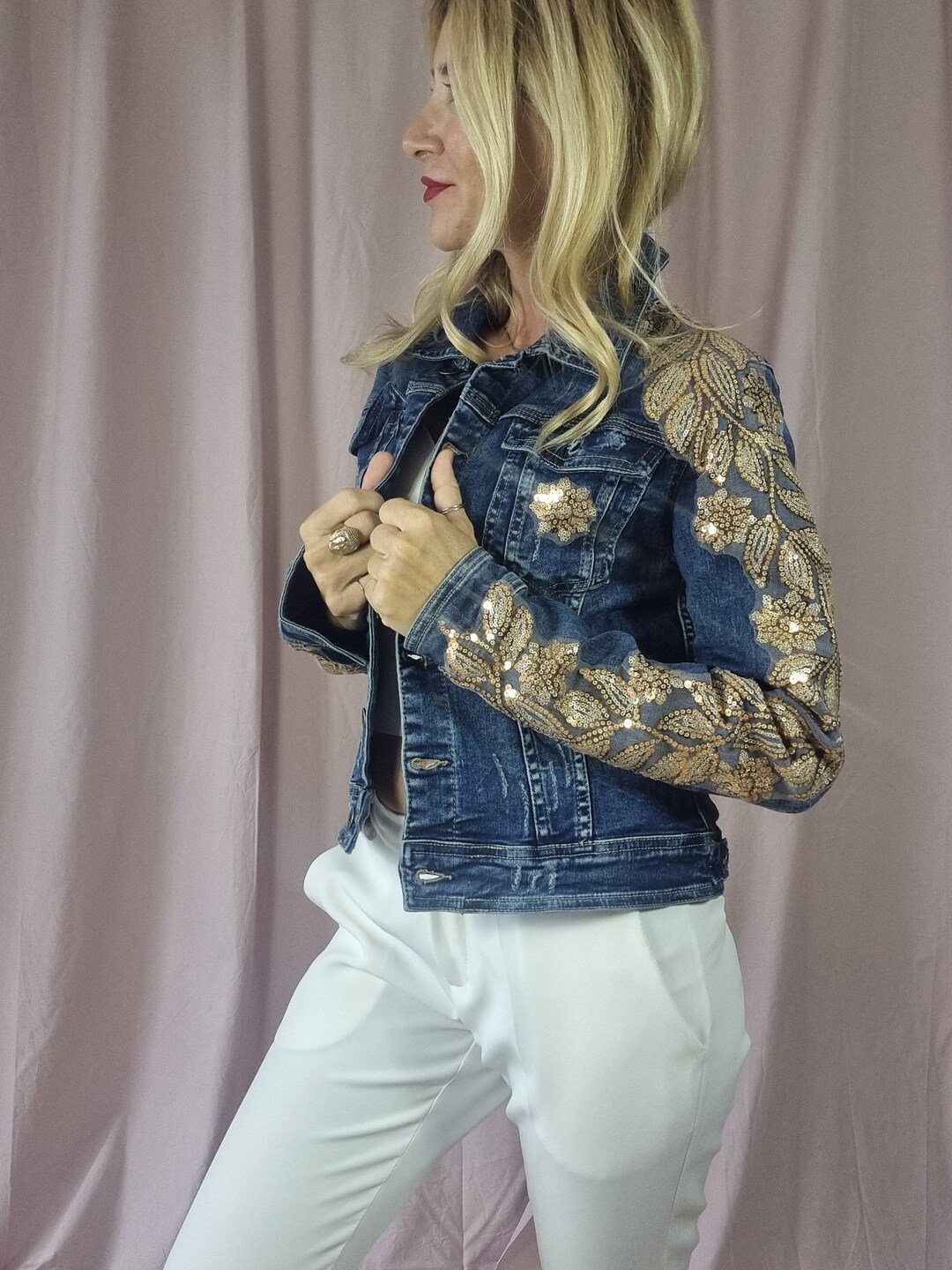 Campera Chamarras De Mezclilla Bordadas Con Lentejuela Chamarra