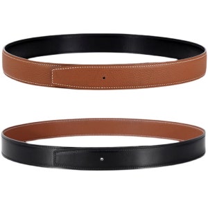 32mm H Belt Calfskin Double Sided Belt Without Buckle Wide