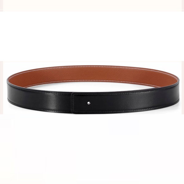 38mm H Belt Calfskin Double Sided Belt Without Buckle Wide