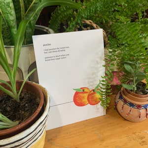 Impression d'art murale fruit et poème de carte postale - poésie sur la nourriture et l'amour avec oeuvre d'art