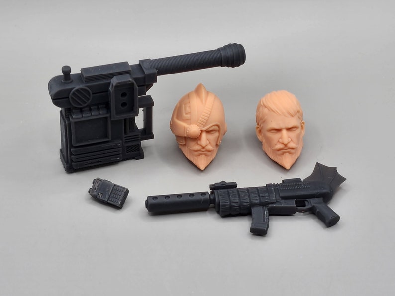 Voltar inspired Heads, Backpack, walkie talkie and Gun Classified compatible 1:12 scale image 2