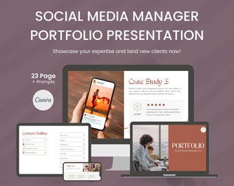 Social Media Manager SMM Portfolio Template Canva, New Customer Onboarding Template, Client Welcome Pack,Digital Marketing Agency Pitch Deck